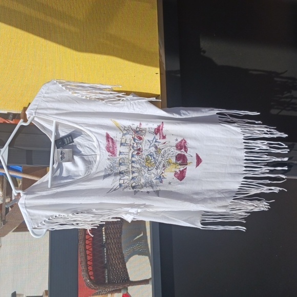 HARLEY DAVIDSON Fringe T Shirt White Top - Picture 1 of 4